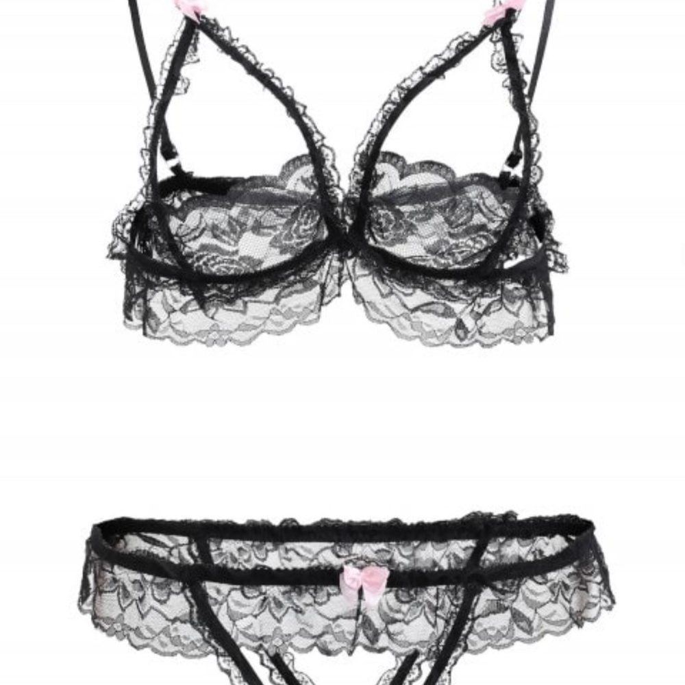Open Cup Lace Bra Set